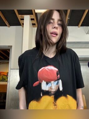 Hot Topic Black Graphic Tee with Red & Yellow Print
